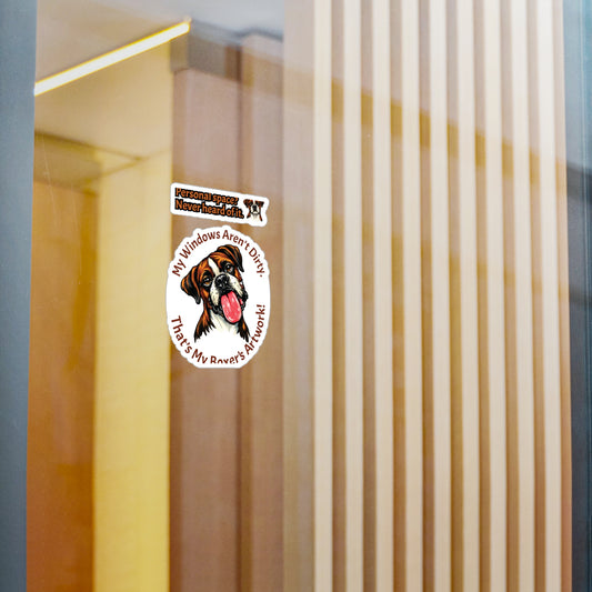 Boxer Dog Sticker - My Windows Aren't Dirty, That's My Boxer's Artwork
