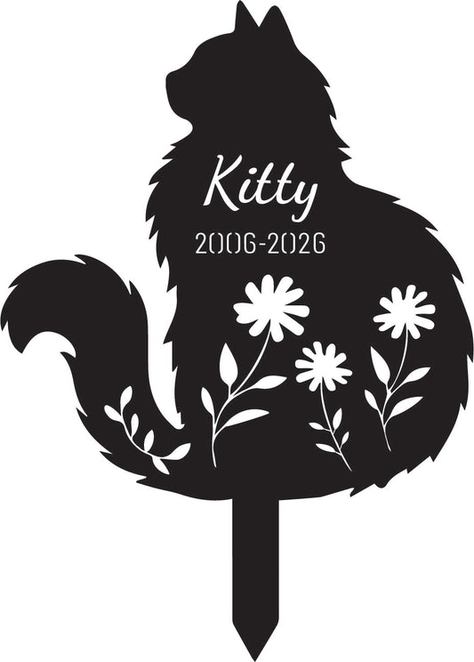 Personalized Fluffy Cat Memorial Stake