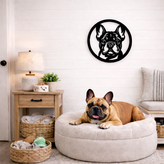 Frenchie Metal Wall Round