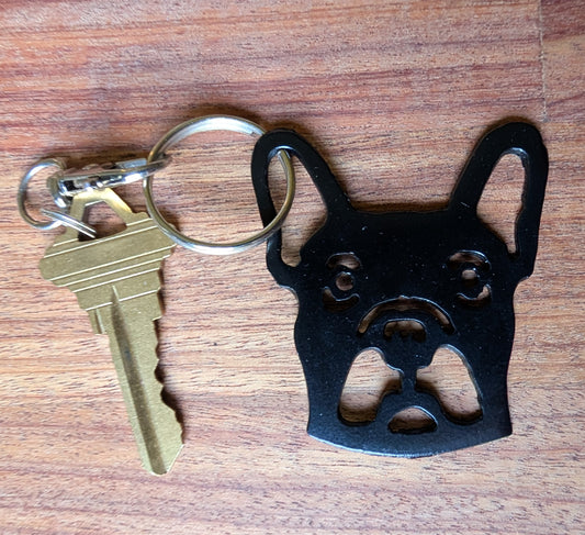 Frenchie Metal Keychain