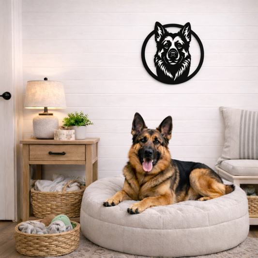 German Shepherd Metal Wall Round