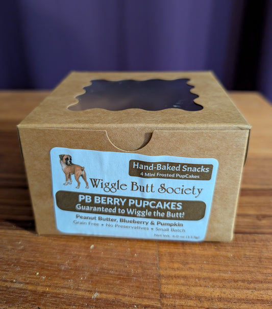 PB Berry Mini PupCakes – Grain-Free – Peanut Butter, Pumpkin & Blueberry Soft Dog Cakes (4 Pack) CANNOT BE SHIPPED