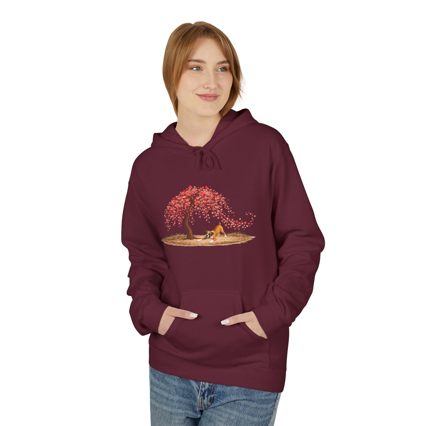 Weeping Heart Tree with Playful Boxer - Hoodie