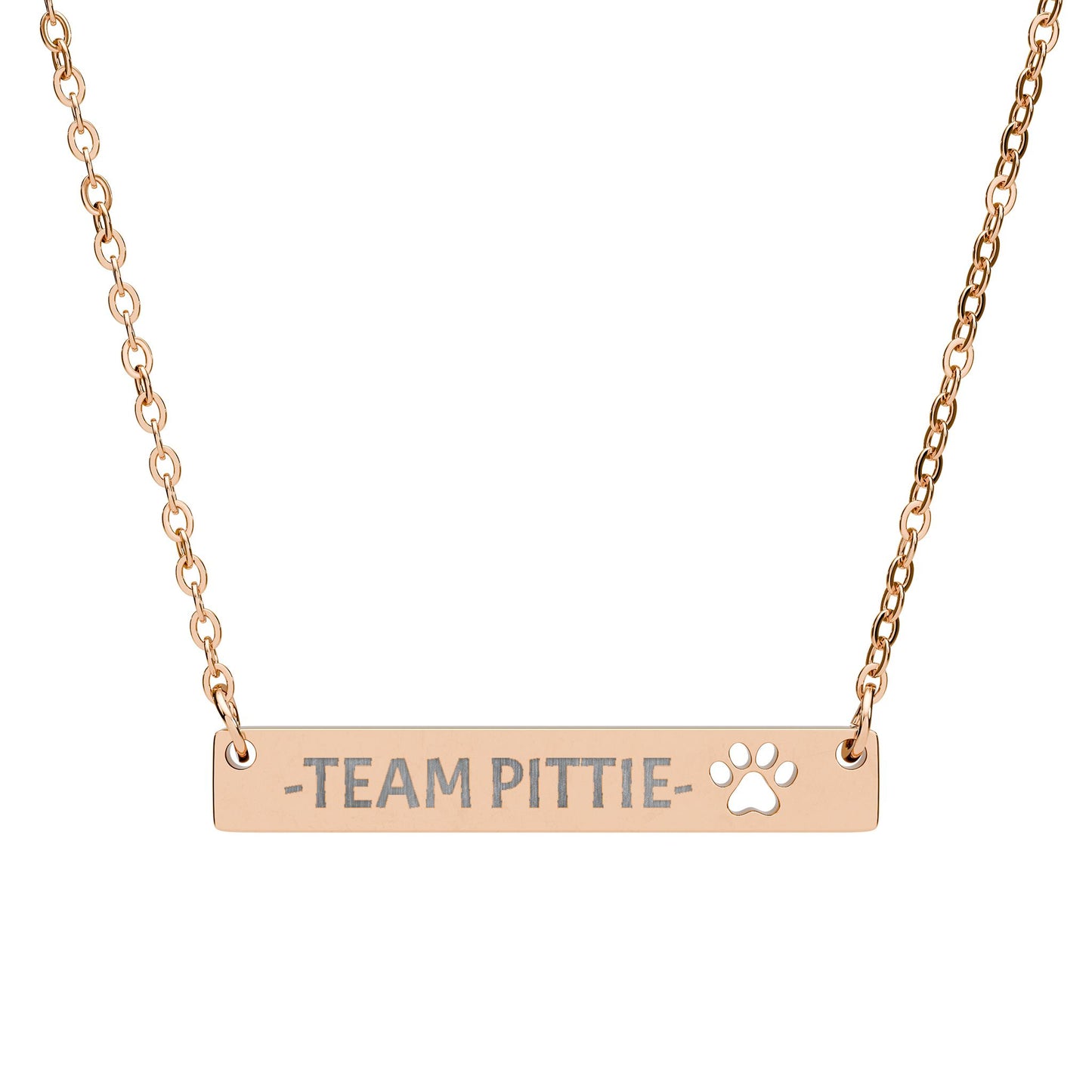 Team Pittie Bar Necklace with Paw Cutout