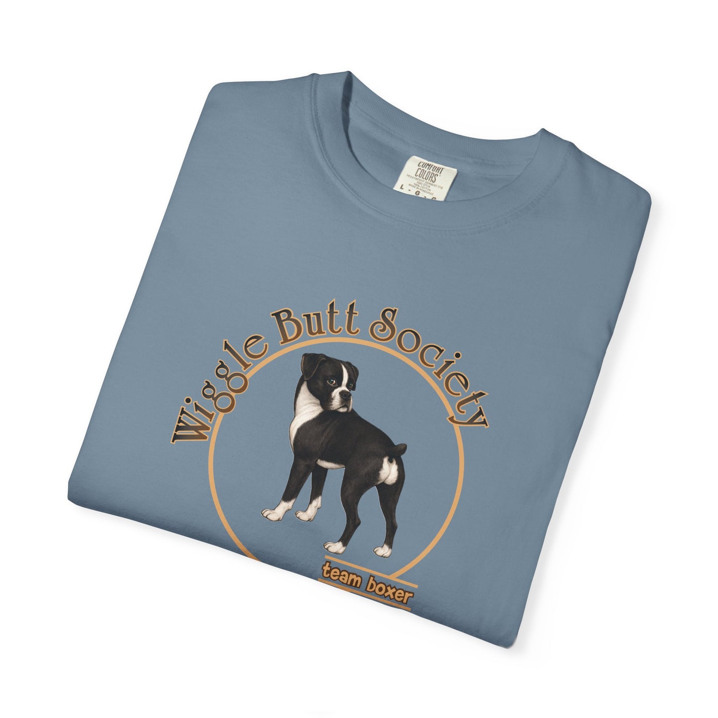 Wiggle Butt Society Team Boxer Tee - Flashy Sealed Brindle Boxer