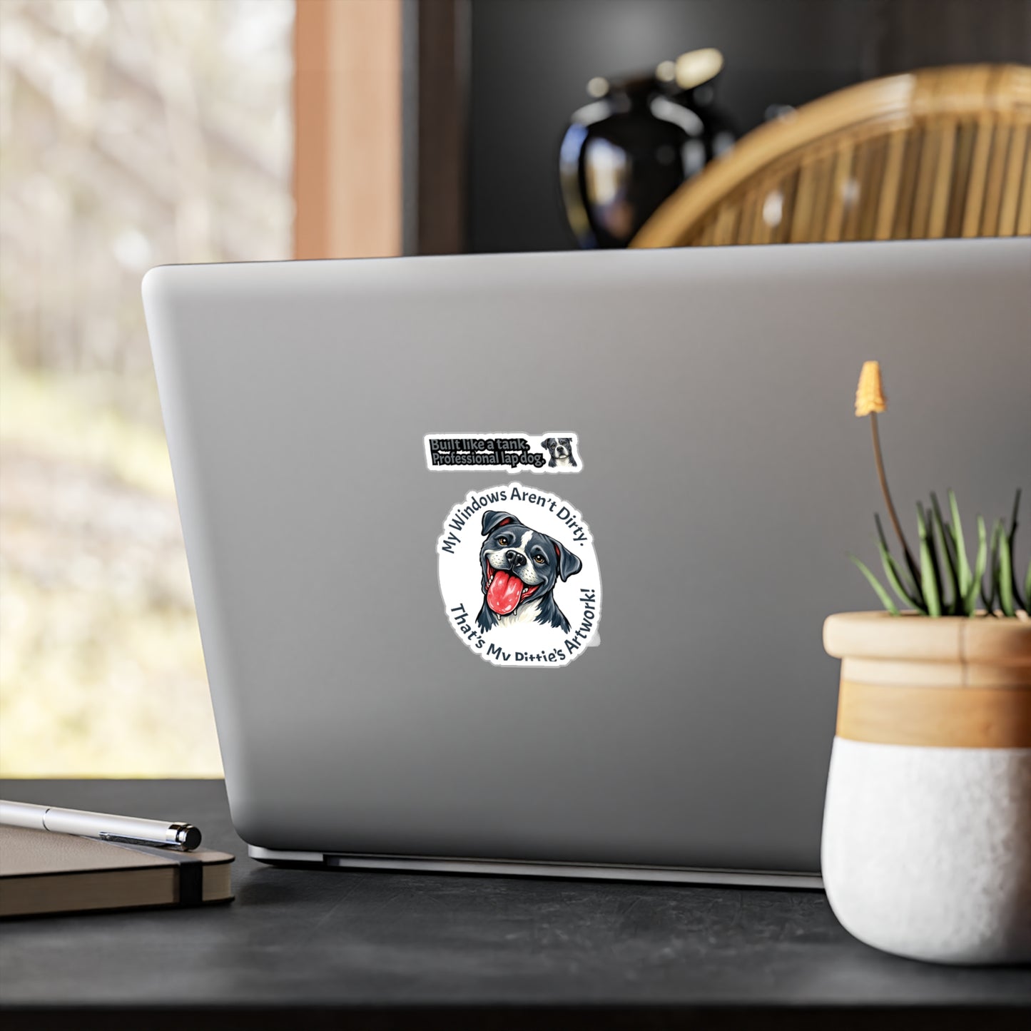 Pittie Dog Sticker - My Windows Aren't Dirty, That's My Pittie's Artwork