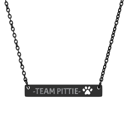 Team Pittie Bar Necklace with Paw Cutout