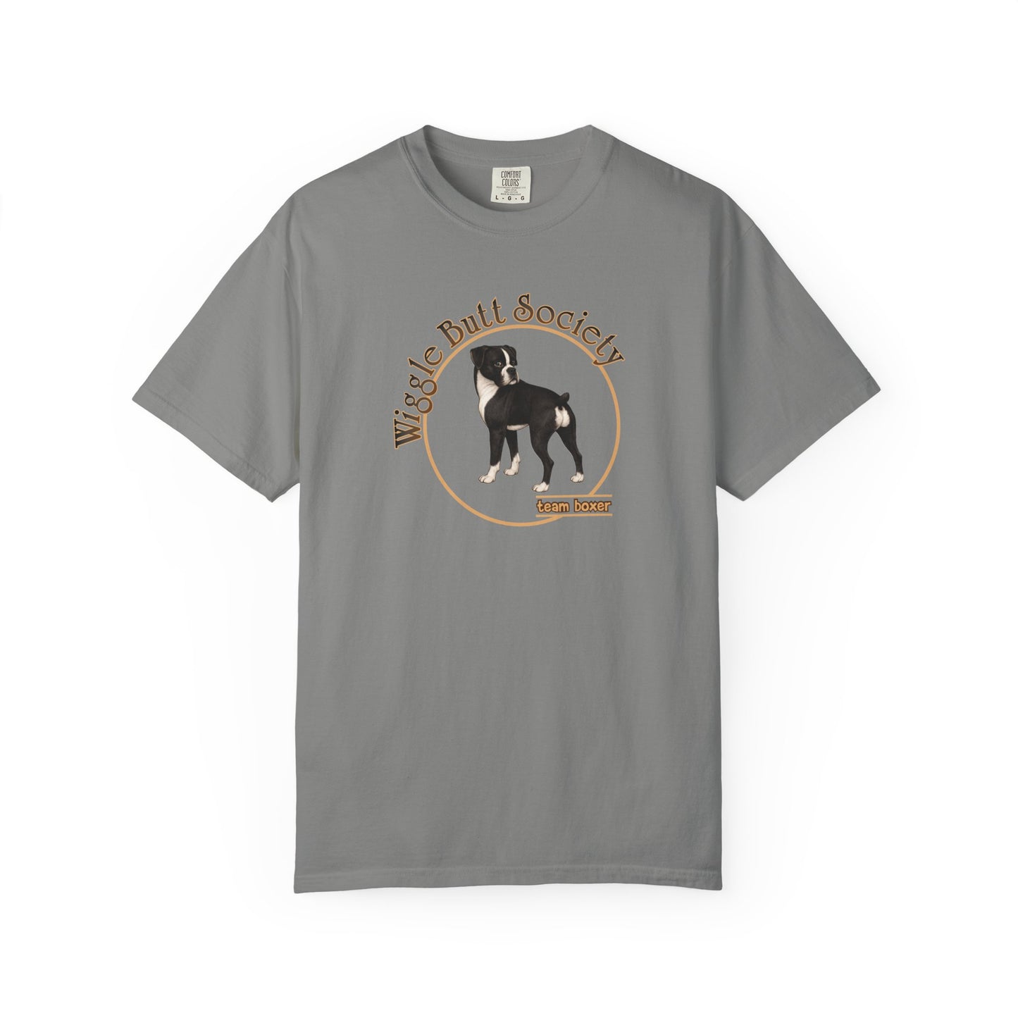 Wiggle Butt Society Team Boxer Tee - Flashy Sealed Brindle Boxer