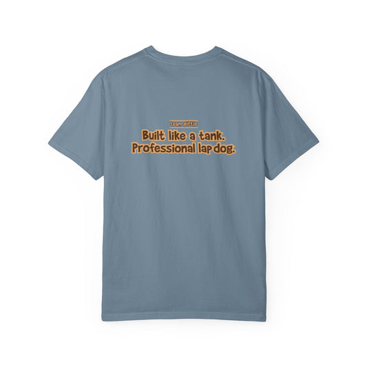 Blue Pittie Tee - Double Sided - "Built Like a Tank"