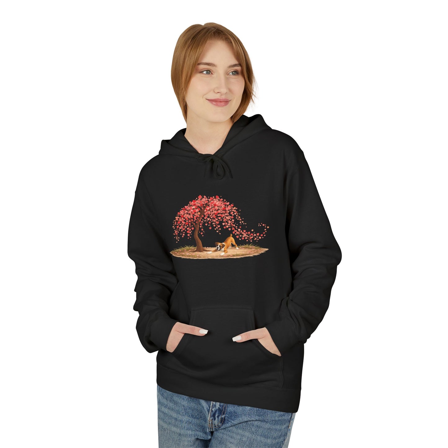 Weeping Heart Tree with Playful Boxer - Hoodie