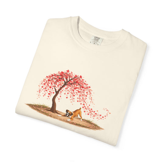 Weeping Heart Tree with Playful Boxer - T-shirt