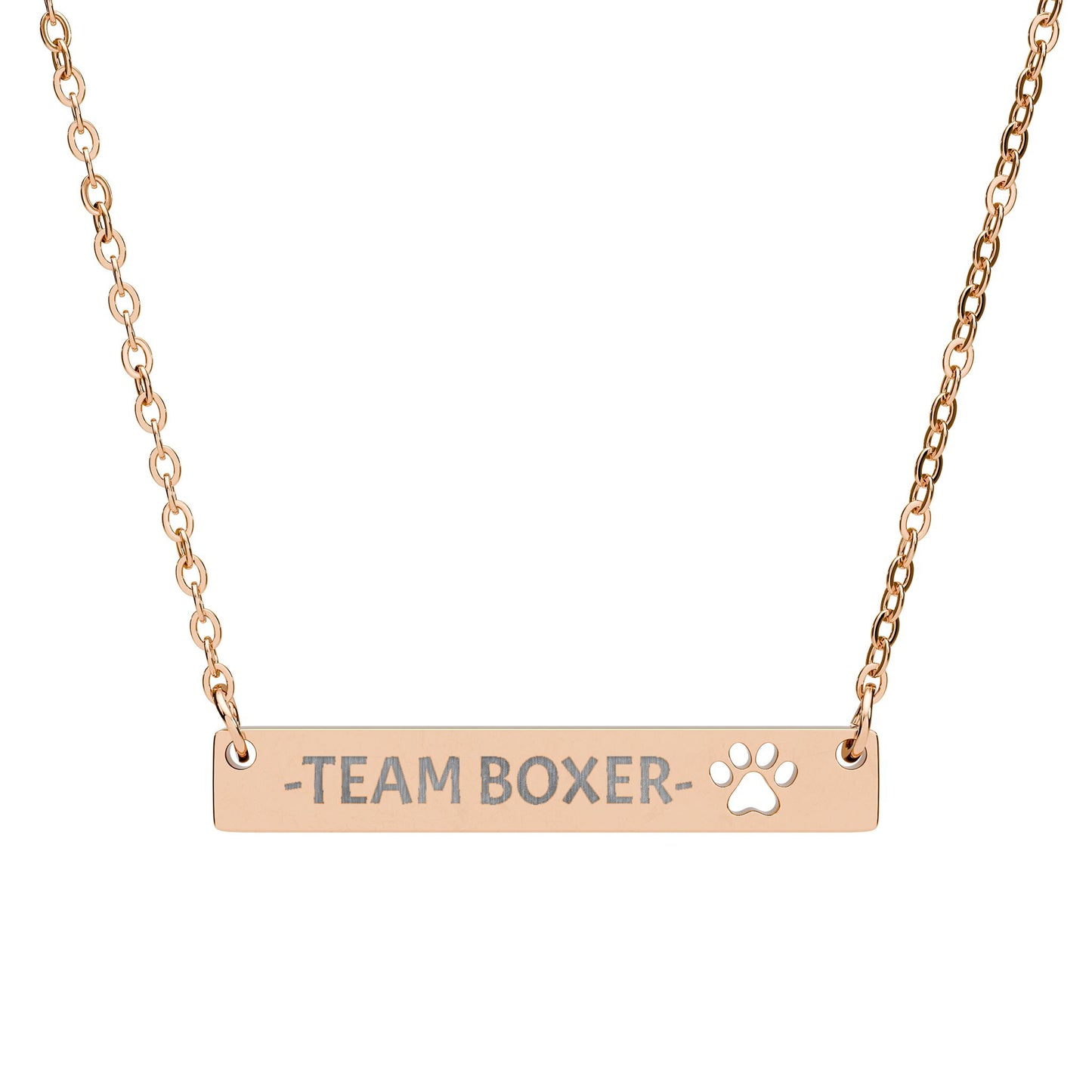 Team Boxer Bar Necklace with Paw Cutout