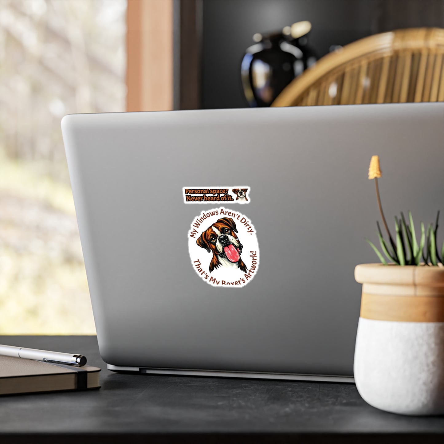 Boxer Dog Sticker - My Windows Aren't Dirty, That's My Boxer's Artwork