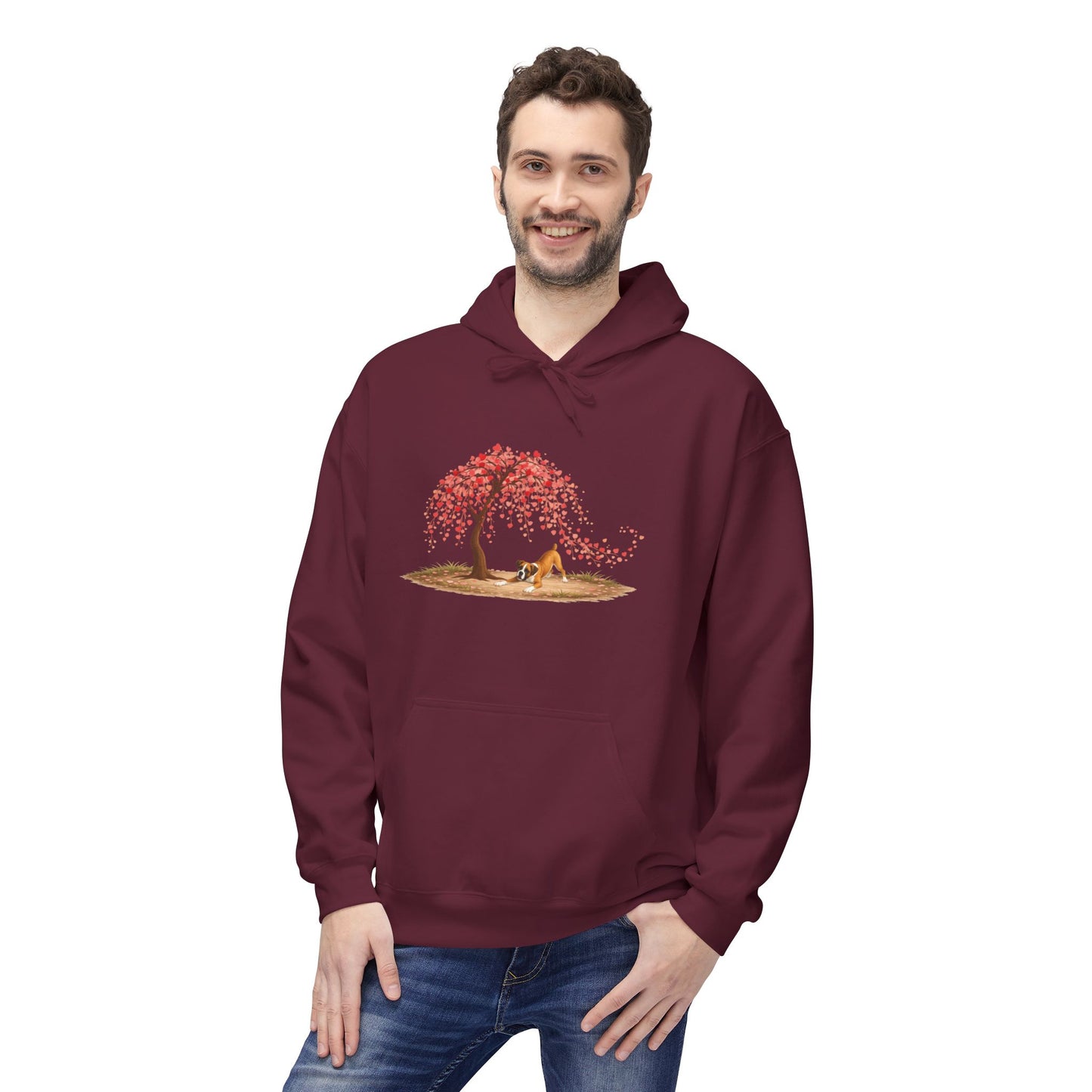 Weeping Heart Tree with Playful Boxer - Hoodie
