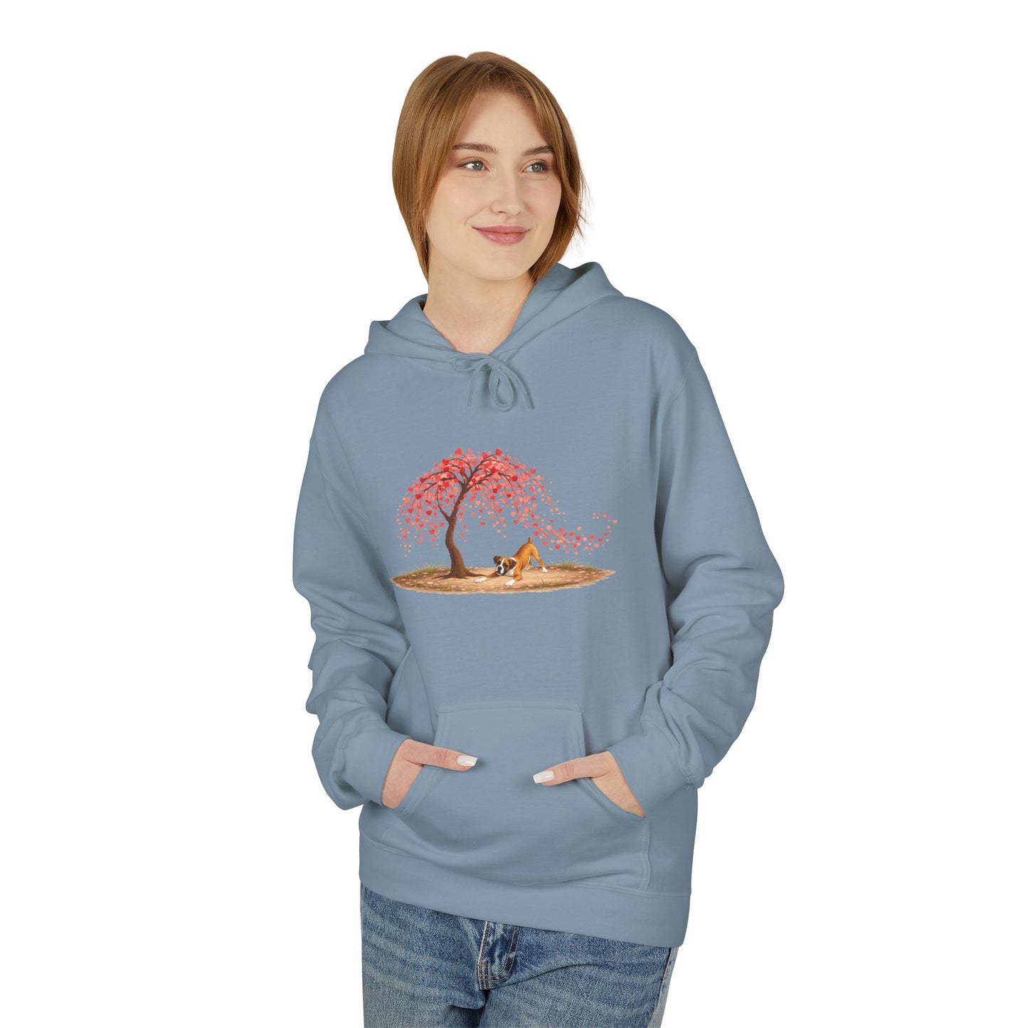 Weeping Heart Tree with Playful Boxer - Hoodie