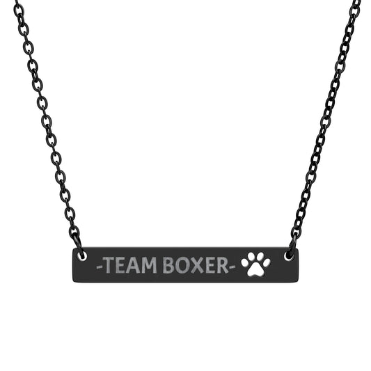 Team Boxer Bar Necklace with Paw Cutout