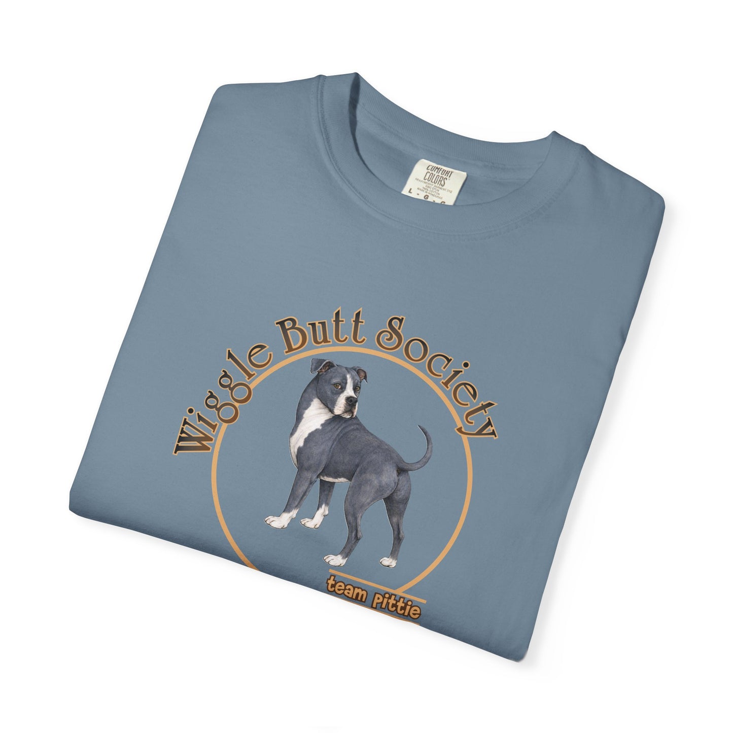 Blue Pittie Tee - Double Sided - "Built Like a Tank"
