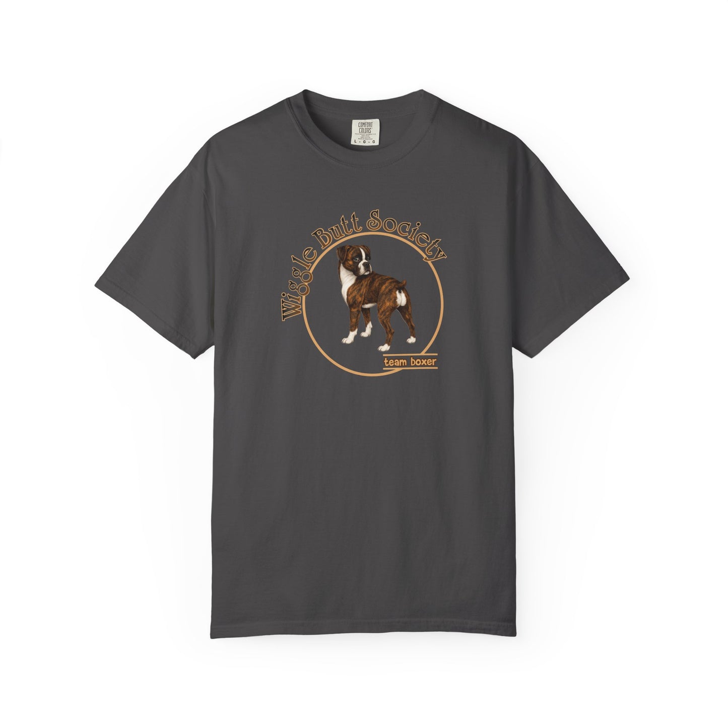 Wiggle Butt Society Team Boxer Tee - Flashy Brindle Boxer