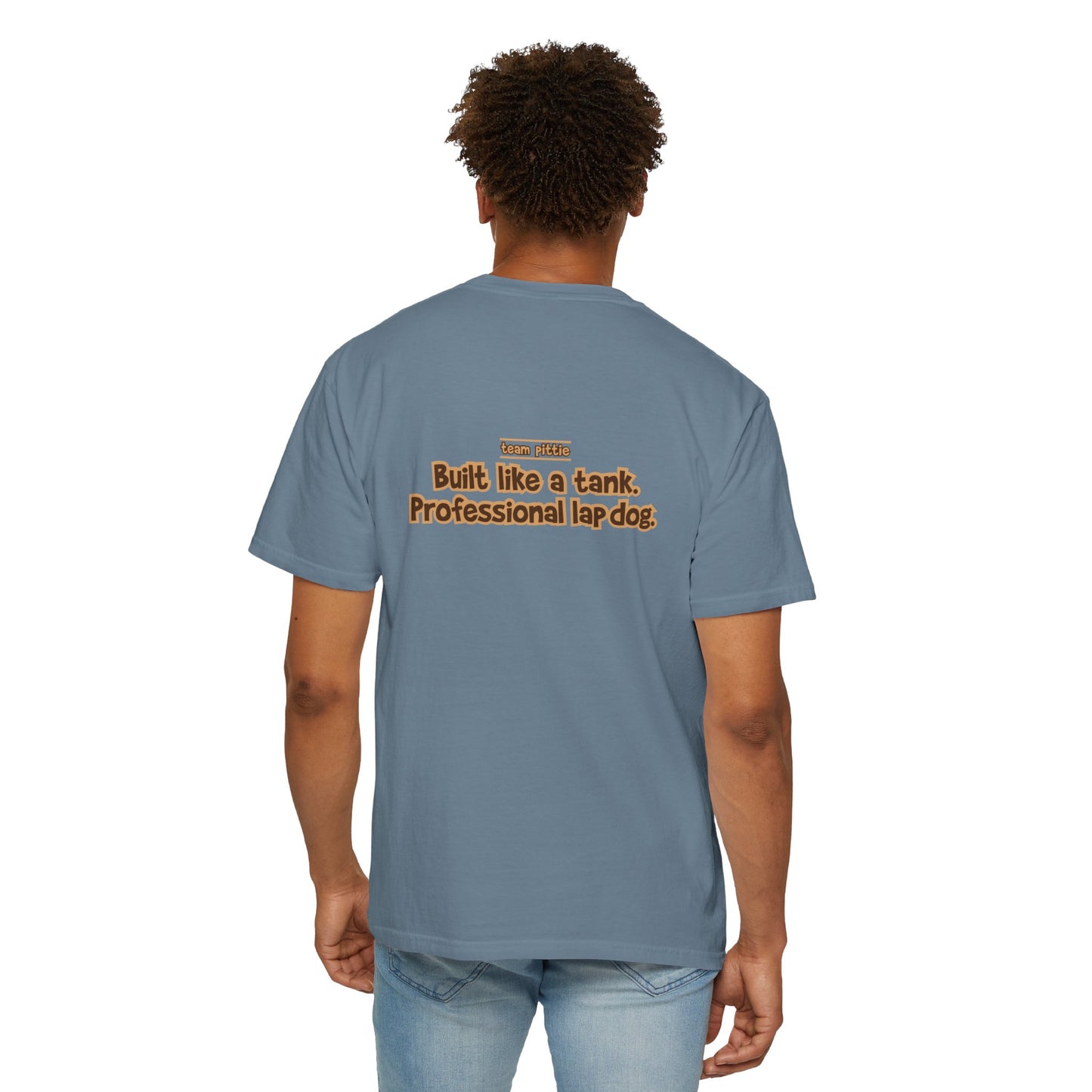 Blue Pittie Tee - Double Sided - "Built Like a Tank"