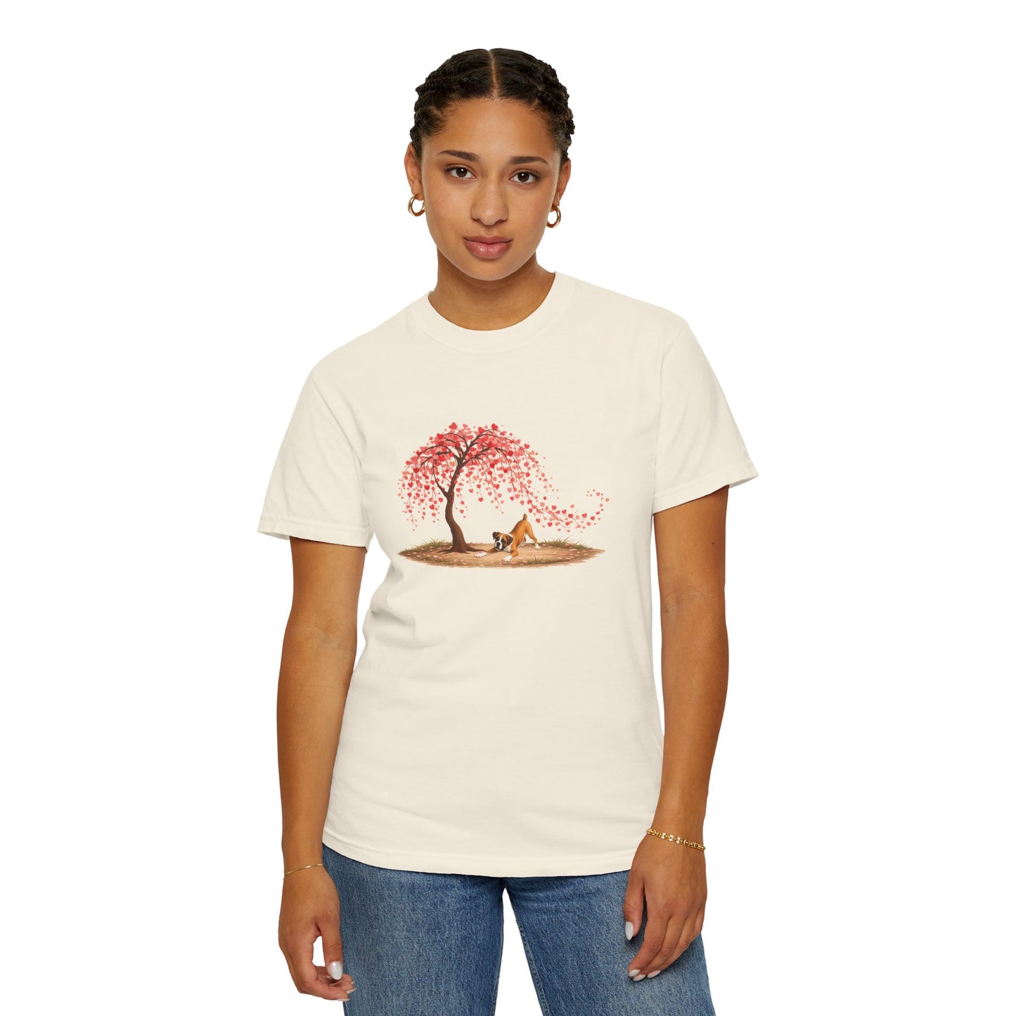 Weeping Heart Tree with Playful Boxer - T-shirt
