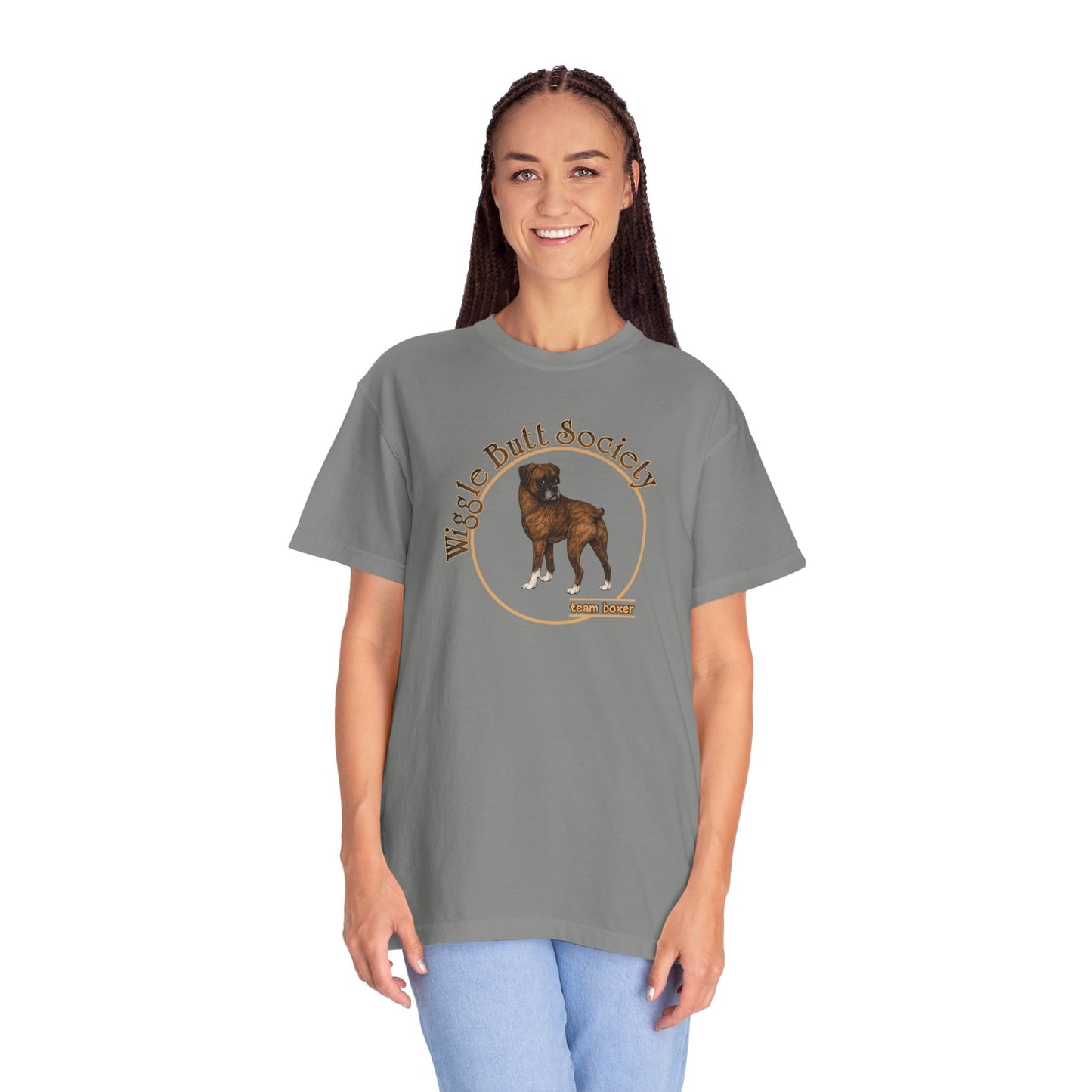 Wiggle Butt Society Team Boxer Tee - Brindle Boxer