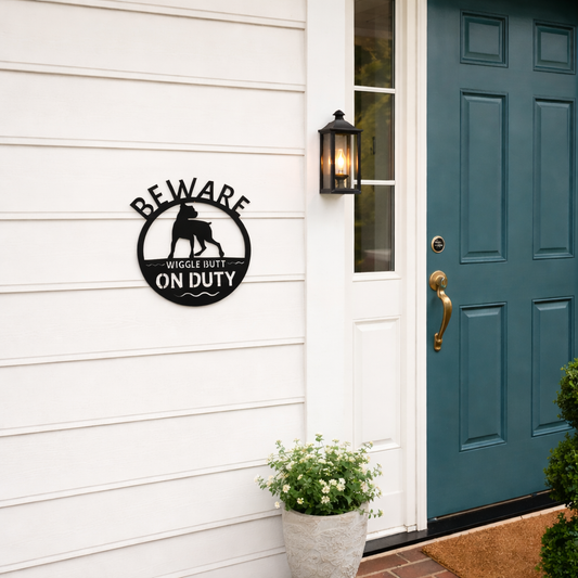 Wiggle Butt on Duty Metal Sign