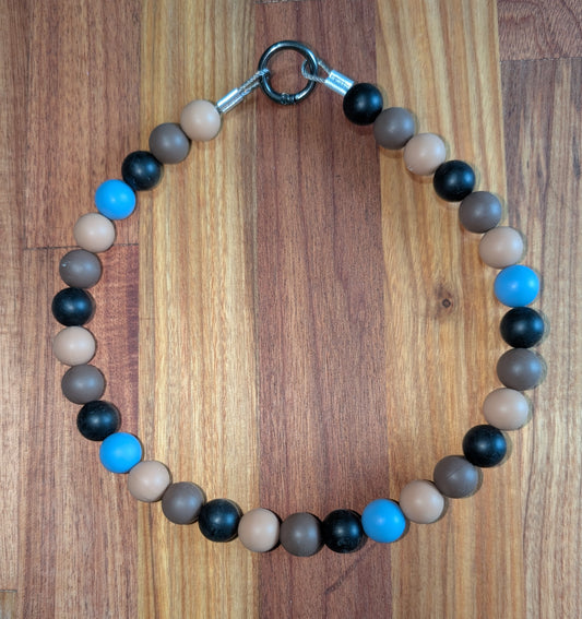 Beaded "Brown & Blue" Dog Necklace