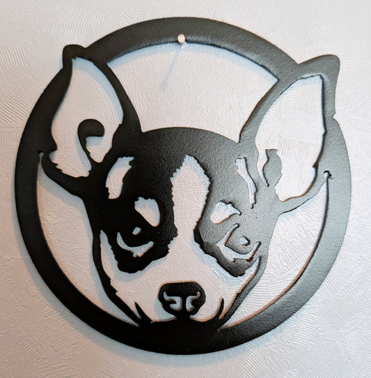 Chihuahua Metal Wall Round
