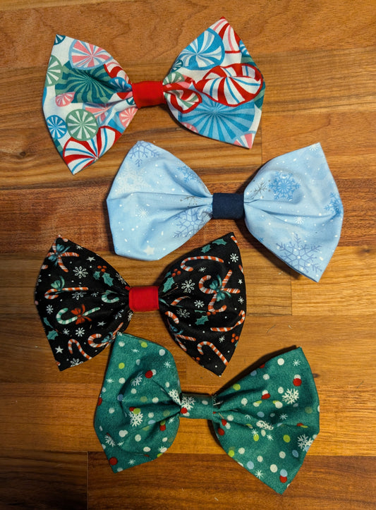 Dog Bow Ties in Christmas Patterns | Handmade Pet Bowties for Dogs & Cats