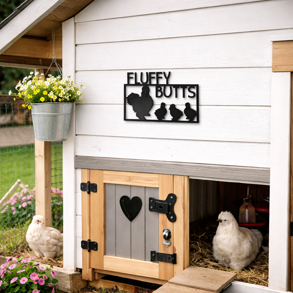 Fluffy Butts Coop Metal Sign