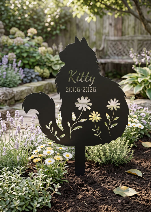 Personalized Fluffy Cat Memorial Stake