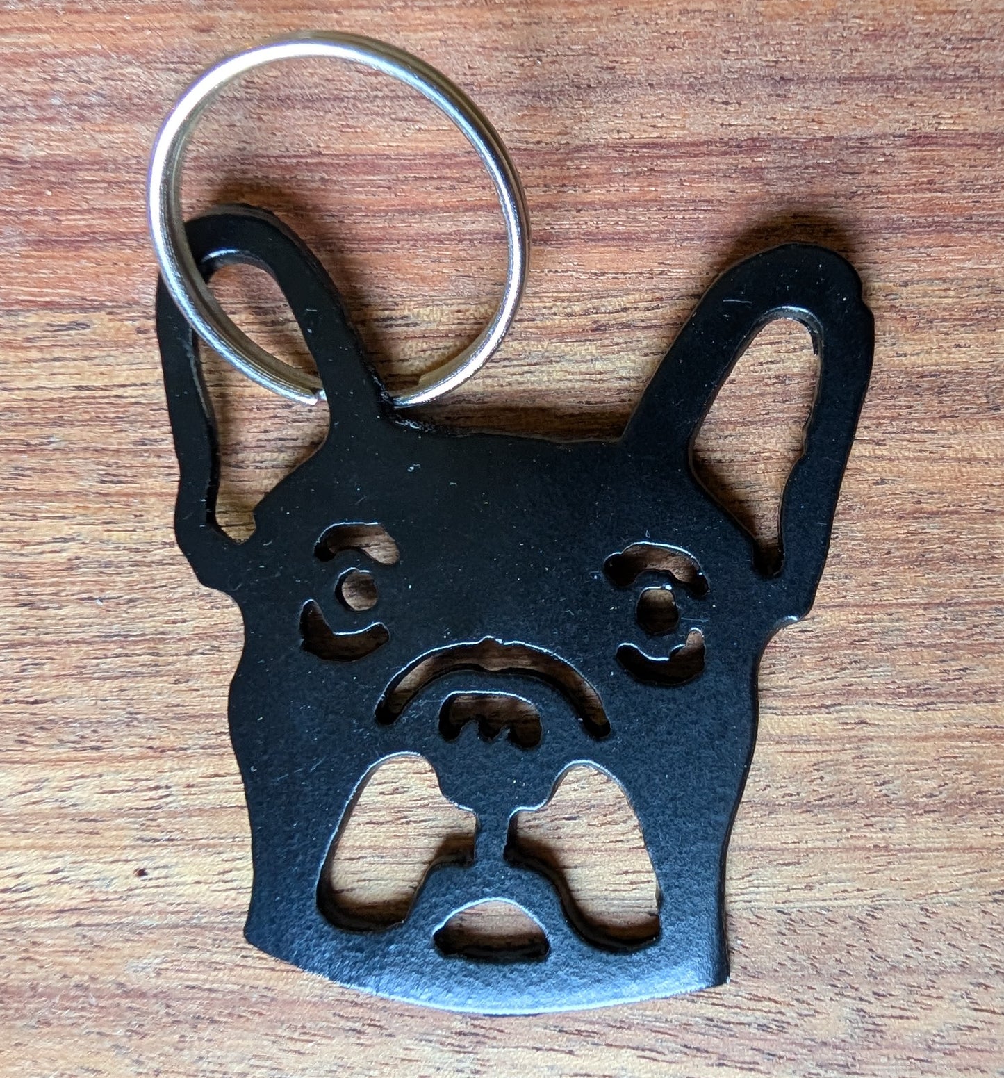Frenchie Metal Keychain