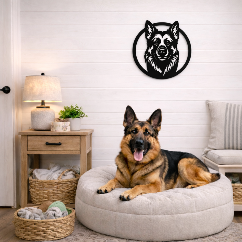 German Shepherd Metal Wall Round