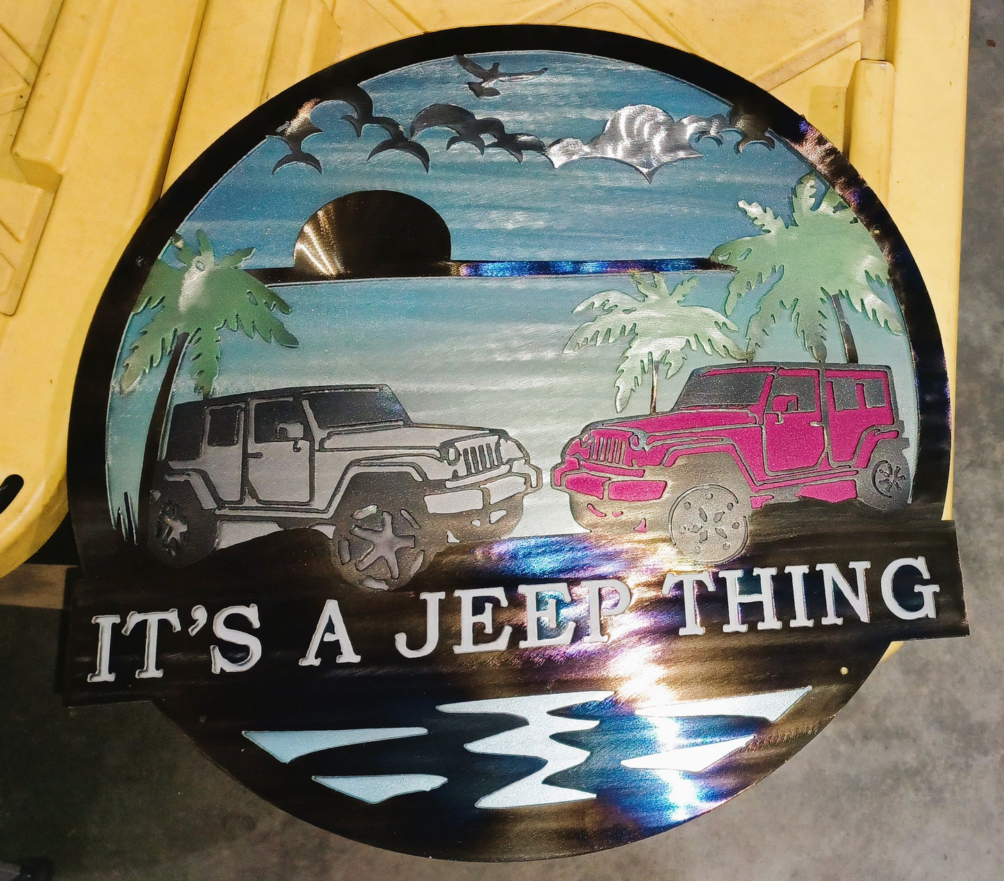 Custom Wedding Gift –  It's A Jeep Thing Beach Scene Metal Wall Art