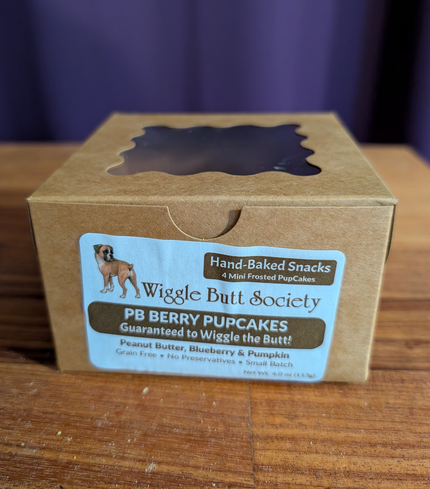 PB Berry Mini PupCakes – Grain-Free – Peanut Butter, Pumpkin & Blueberry Soft Dog Cakes (4 Pack) CANNOT BE SHIPPED