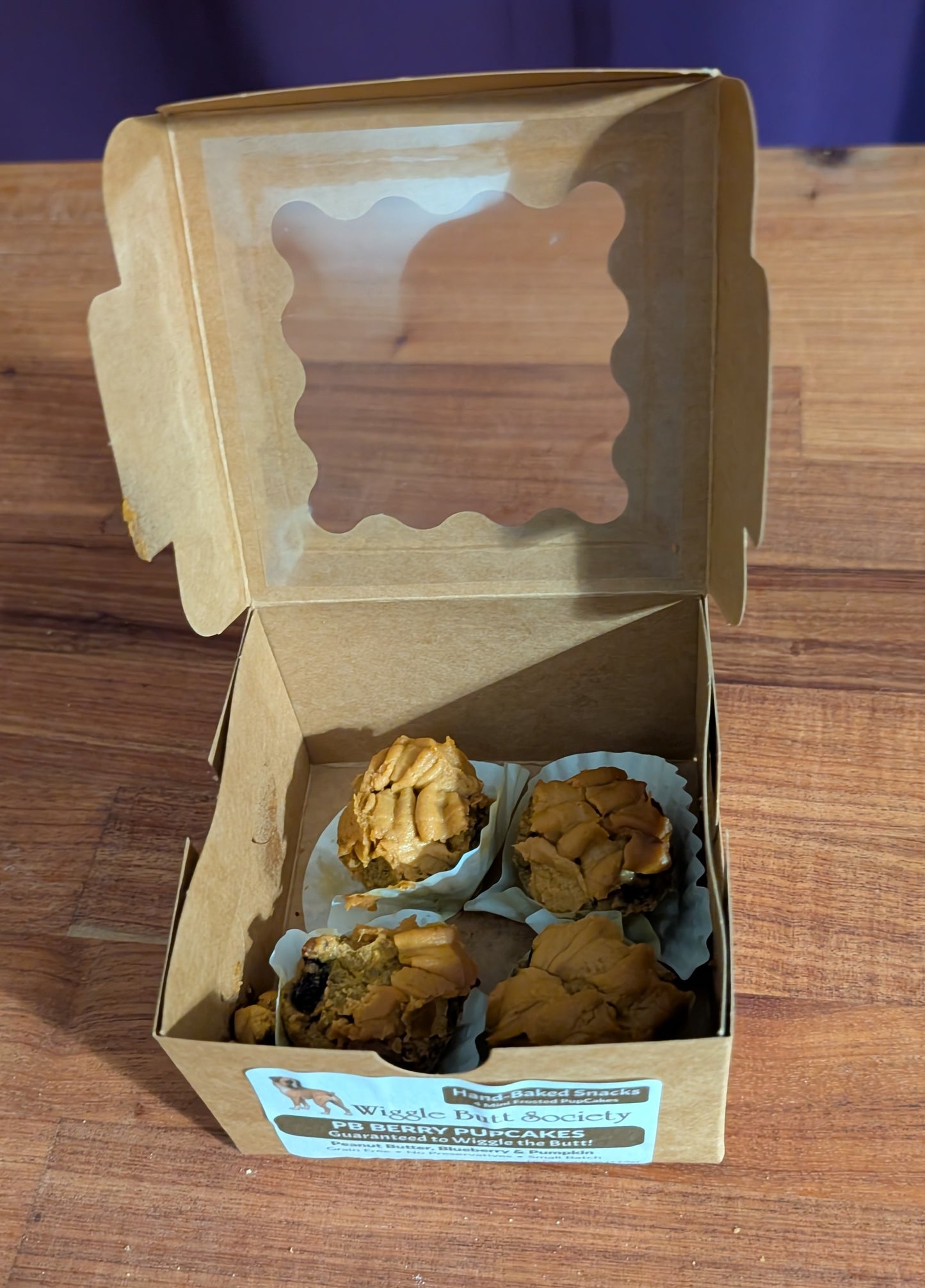 PB Berry Mini PupCakes – Grain-Free – Peanut Butter, Pumpkin & Blueberry Soft Dog Cakes (4 Pack) CANNOT BE SHIPPED