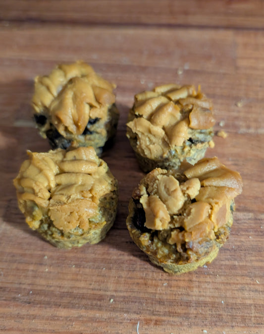 PB Berry Mini PupCakes – Grain-Free – Peanut Butter, Pumpkin & Blueberry Soft Dog Cakes (4 Pack) CANNOT BE SHIPPED