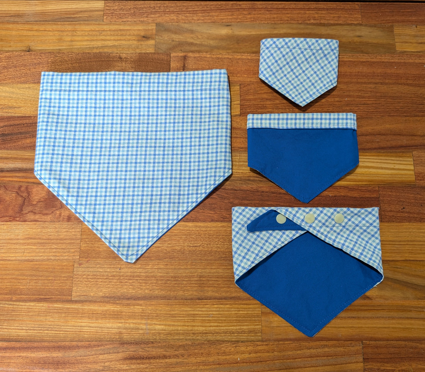 Blue Plaid Bandana - Reversable