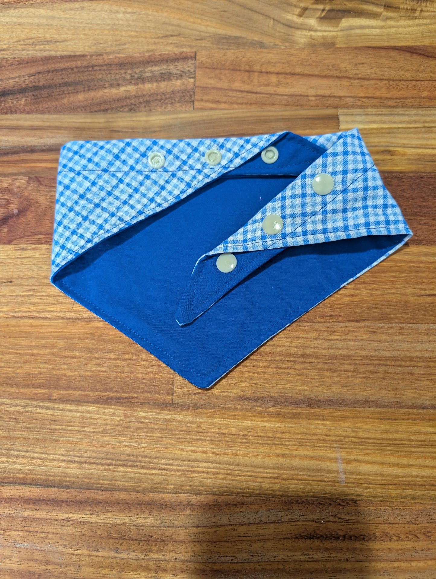 Blue Plaid Bandana - Reversable