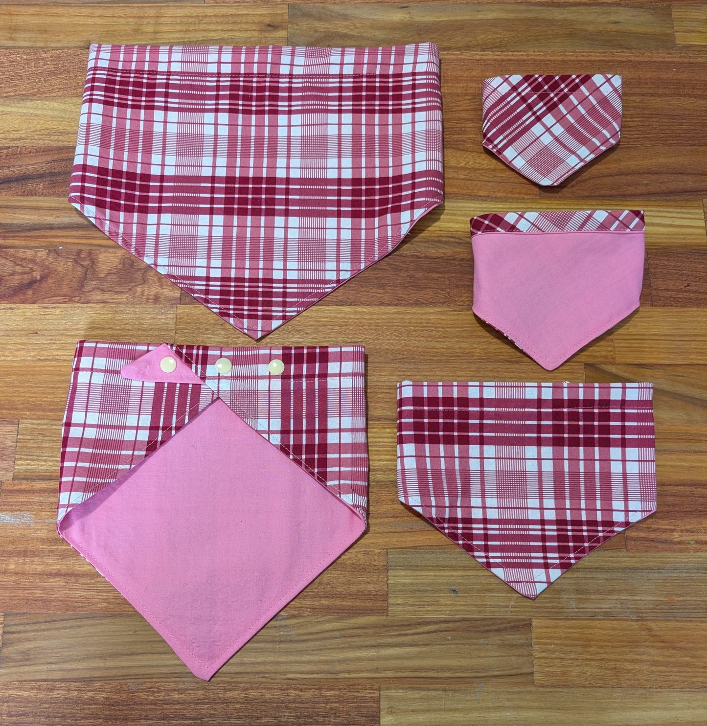 Pink Plaid Bandana - Reversable