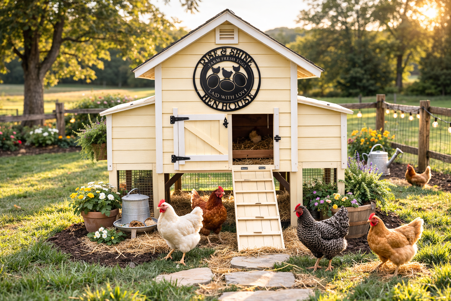 Rise & Shine Hen House Metal Sign