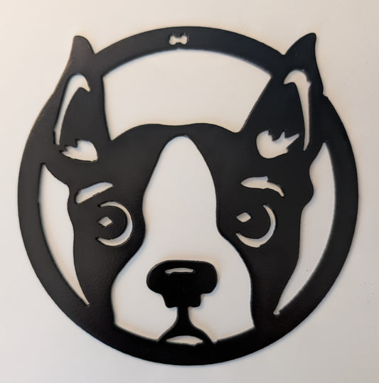 Boston Terrier Metal Wall Round