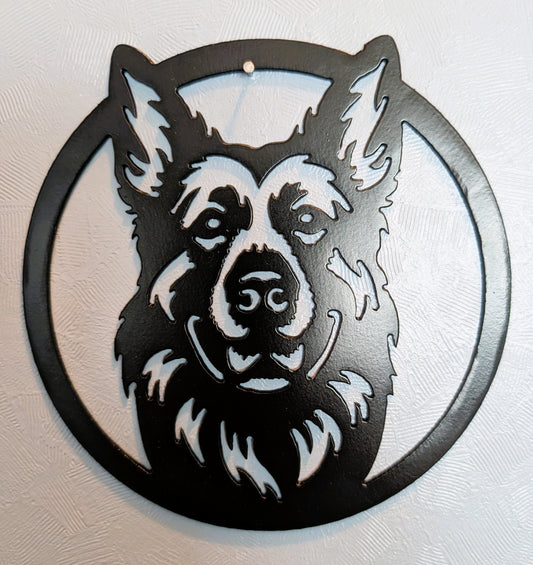 German Shepherd Metal Wall Round