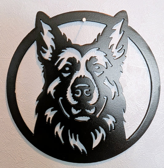 German Shepherd Metal Wall Round