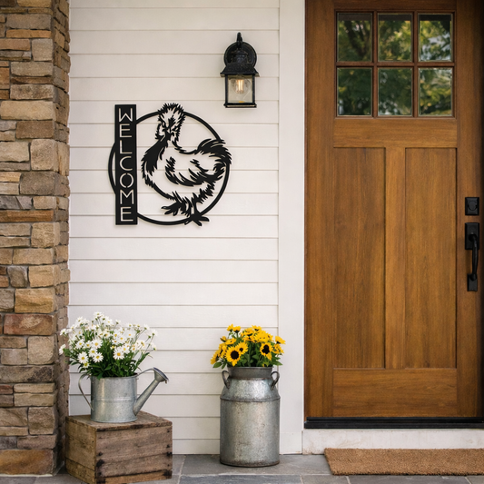 Silkie Chicken Welcome Sign