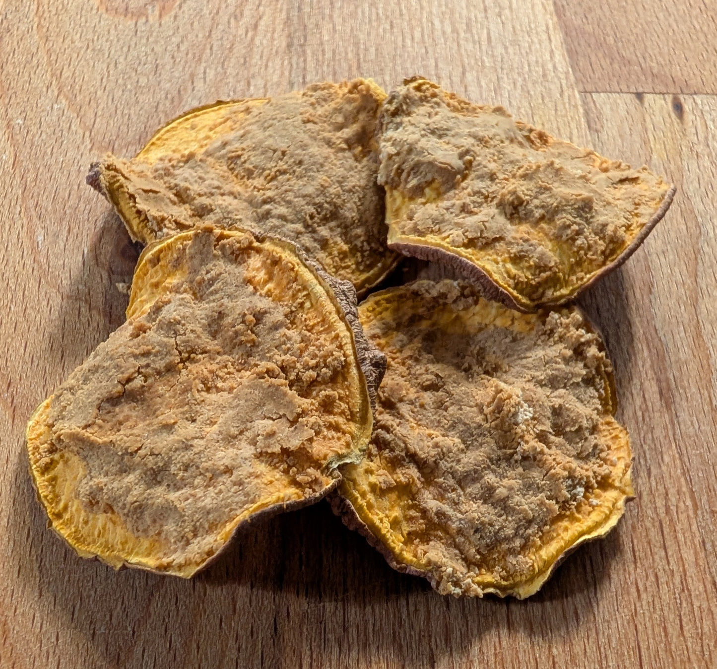 Sweet Potato Crisps – Dusted with Peanut Butter Powder – 2 Ingredient Treats (6-10 Crisps)