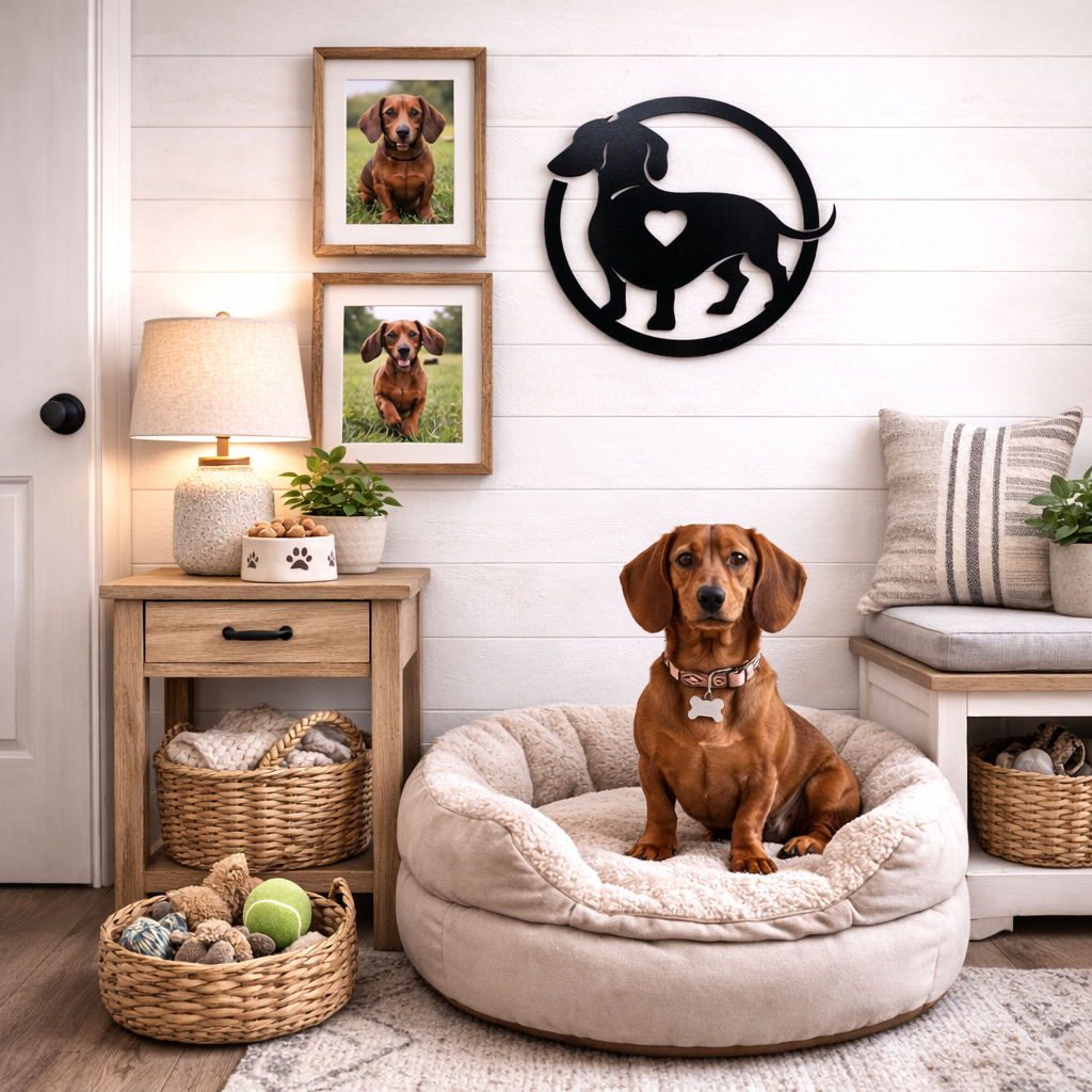 Dachshund Metal Wall Round