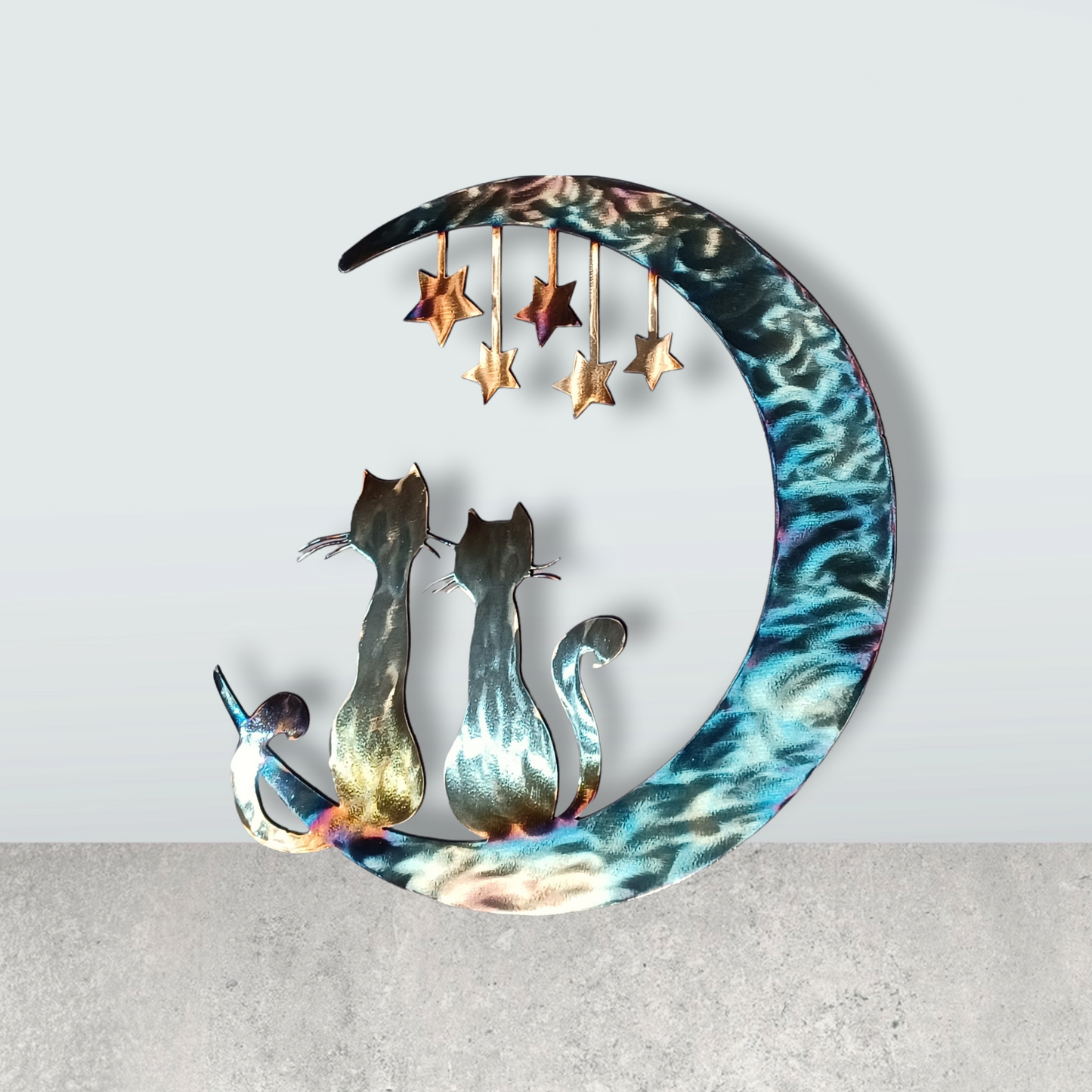 Cats Sitting on the Moon – Metal Wall Art