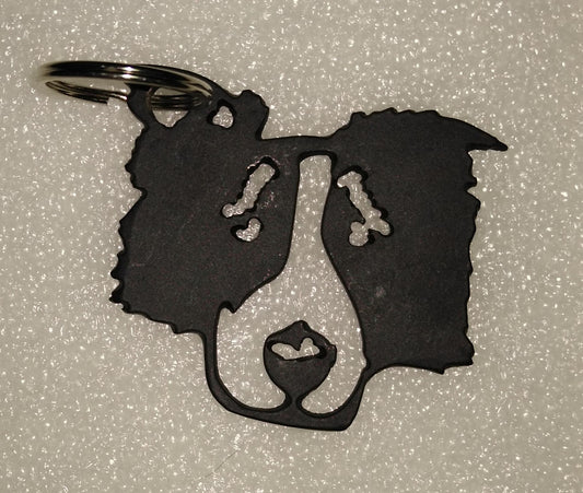 Collie Metal Keychain