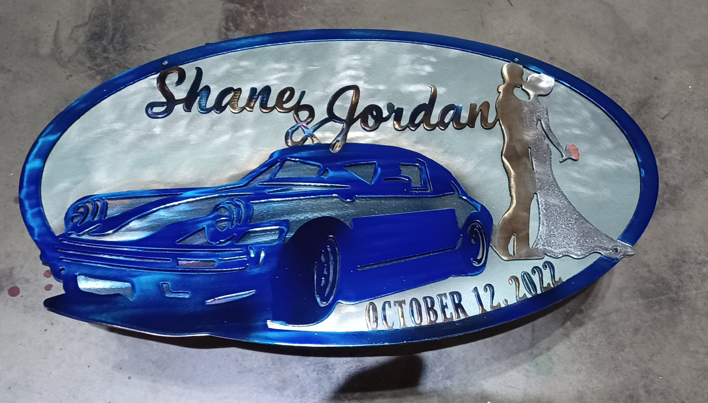 Custom Wedding Plaque – Porsche & Romance Theme